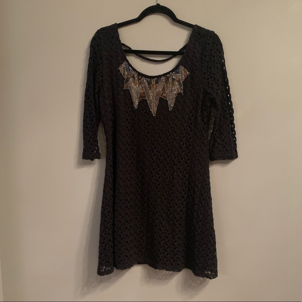 Black lace dress with quarter sleeves